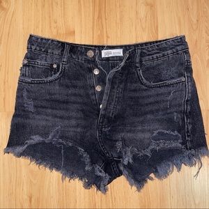 zara black high rise denim shorts